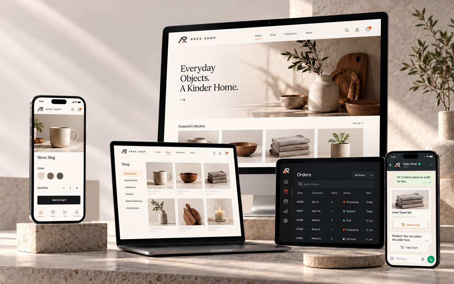 Apex Shop across desktop, tablet and mobile storefront experiences