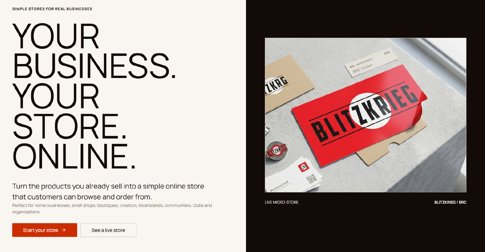 Apex Microcommerce platform showing an online storefront offer and live BRC store preview