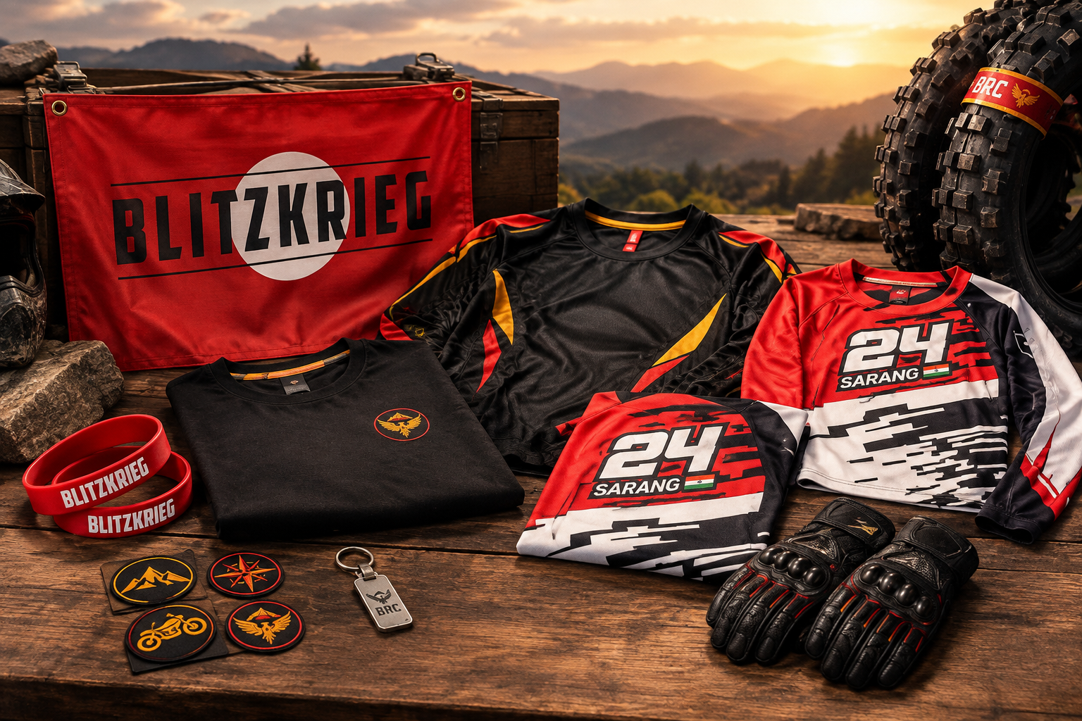 BRC Merchandising Store collection featuring Blitzkrieg riding apparel and accessories