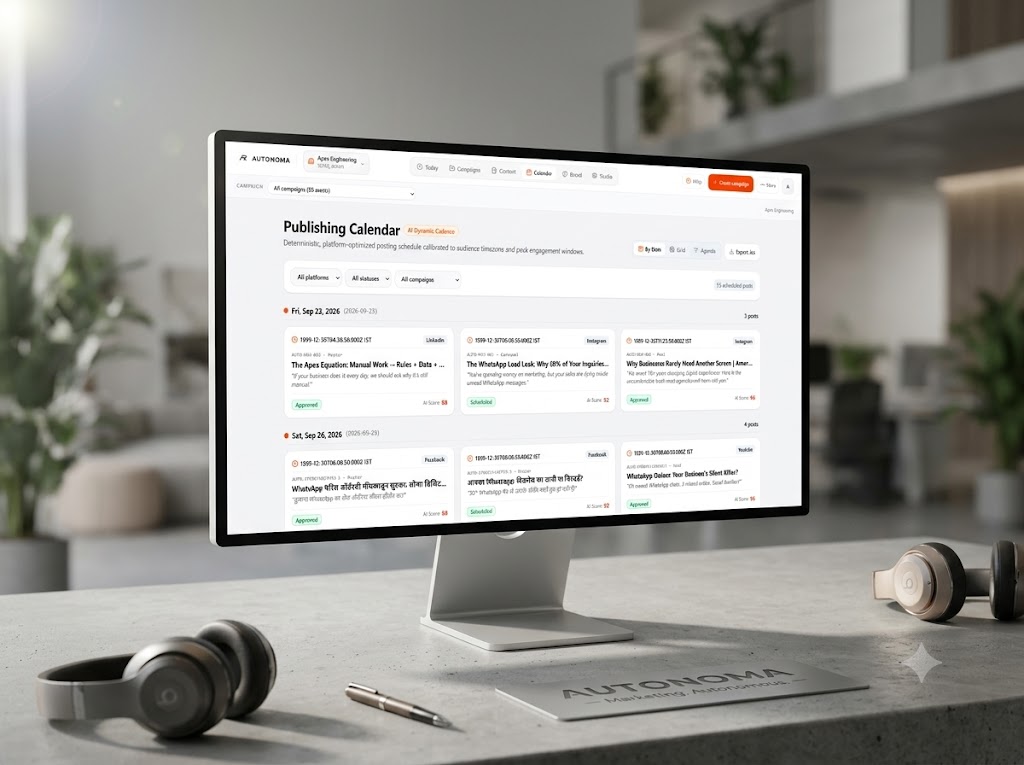 Apex Autonoma Publishing Calendar shown in a production workspace